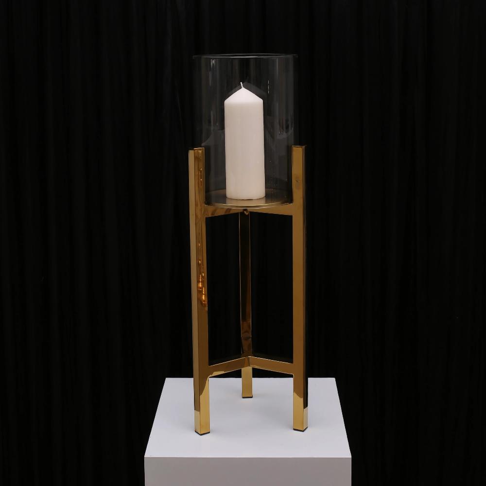 Veronica Pillar Candleholder - Small/Gold