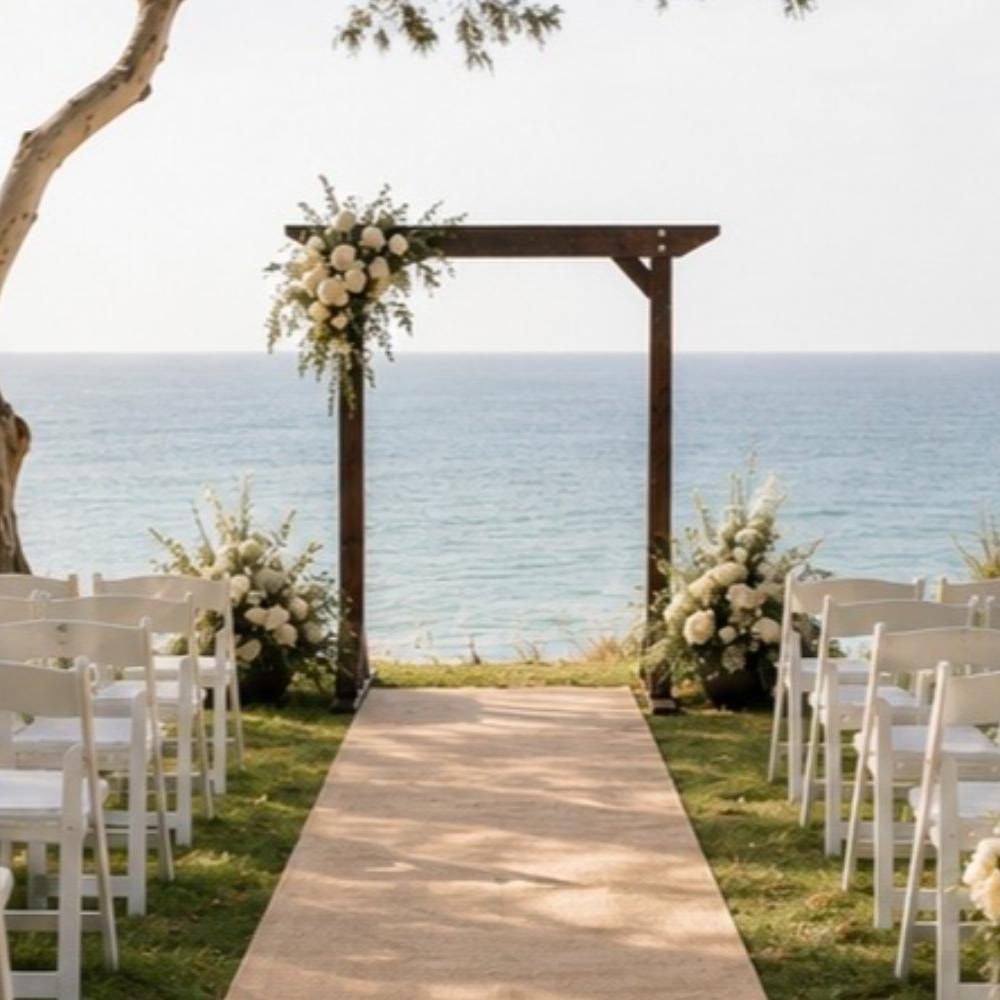 Wedding Arbour and 12 Metre White Aisle Runner
