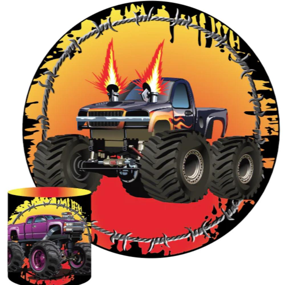 Monster Truck Round Backdrop Package