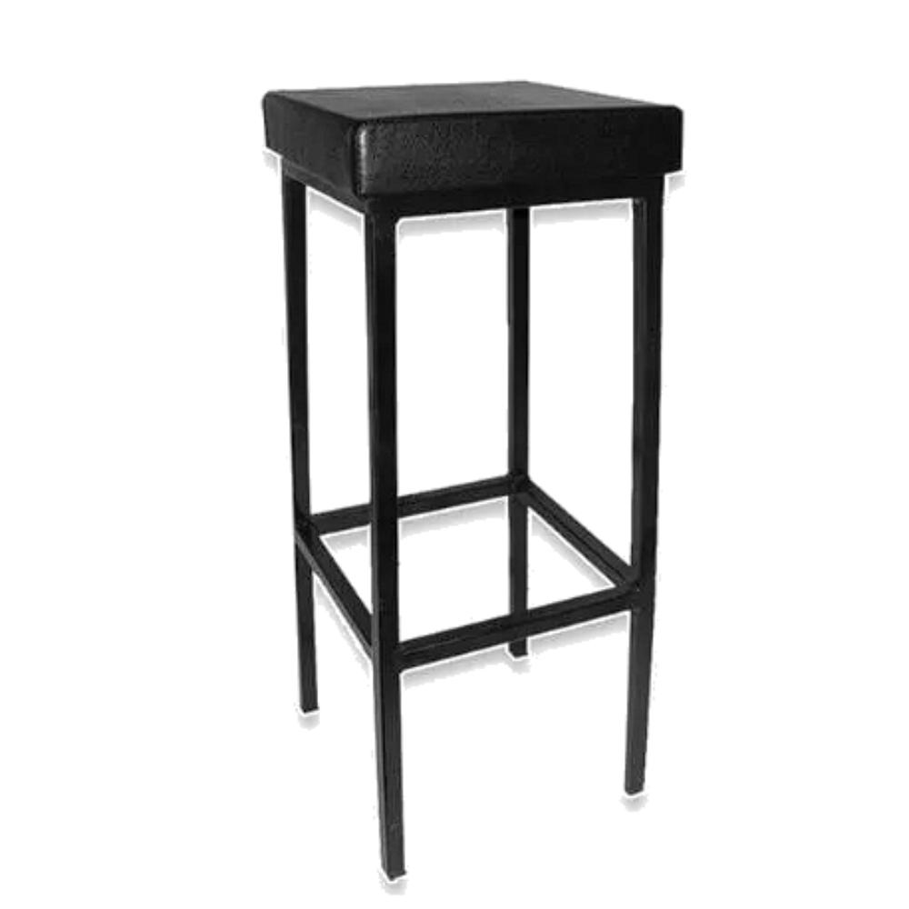 Stool - London Black Padded Stool 80cm high