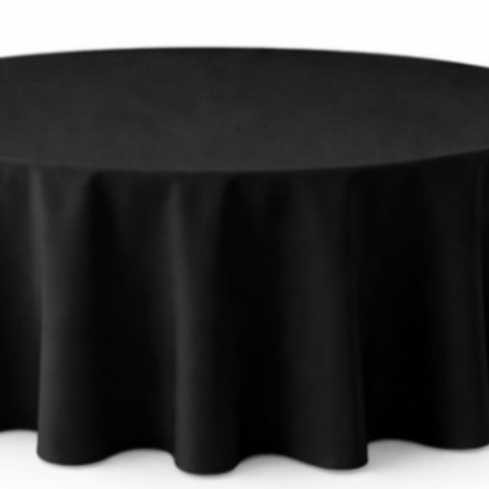 Tablecloth Black 2.3m Round (Commercial Grade, Laundered including professional pressing)