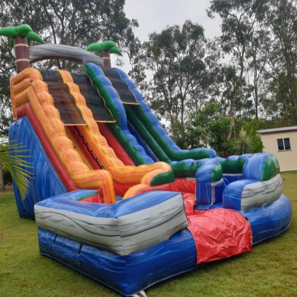 Double Lane Twist 'n Turn Inflatable Waterslide