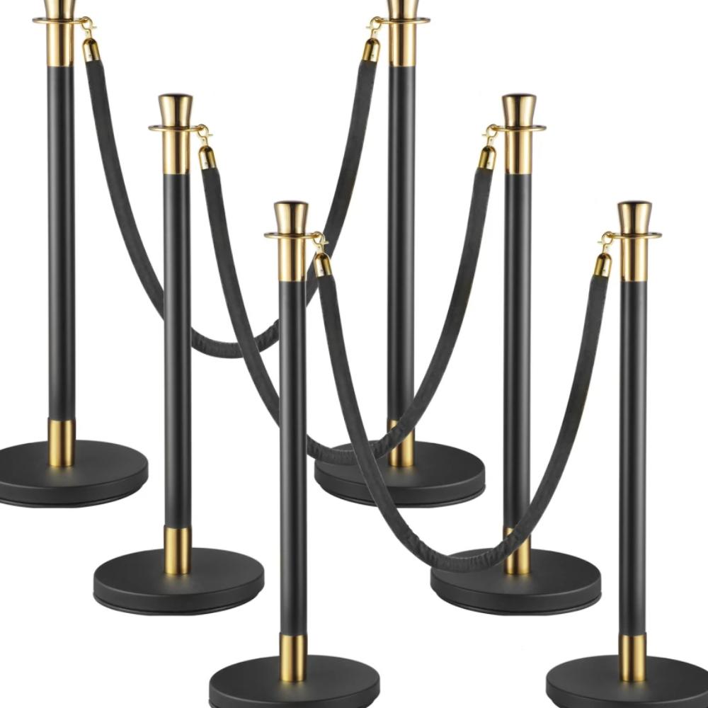 Bollard Crowd Control Stanchions with cord 1.5m - Black