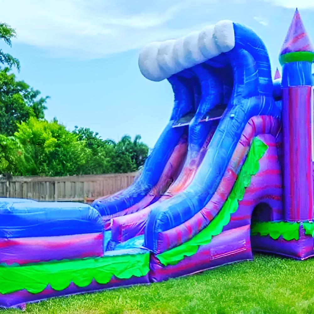 Purple Wave Wet Dry Jumping Castle Combo