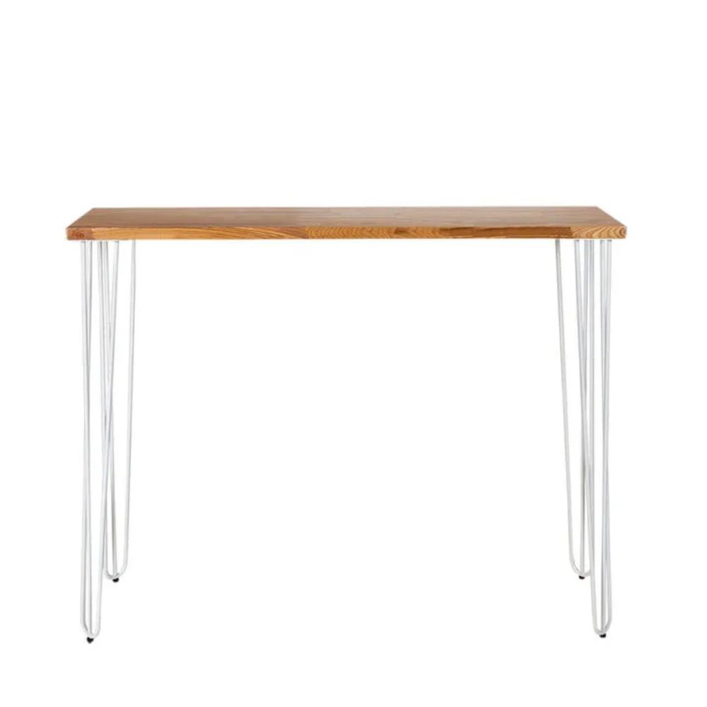 Hairpin Dry Bar Table Wood Top White