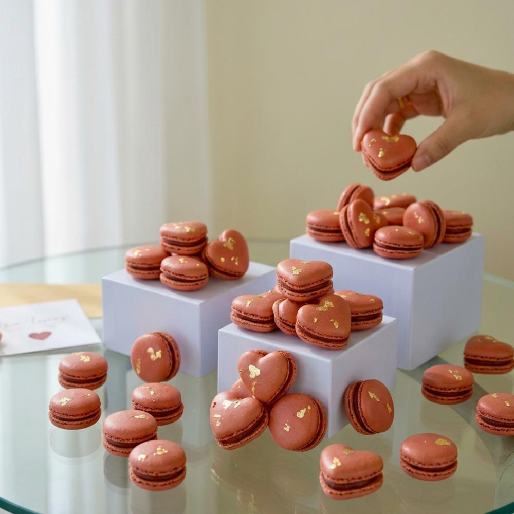 Heart-shaped Pink Macaron Box – 24Pcs Dessert Catering