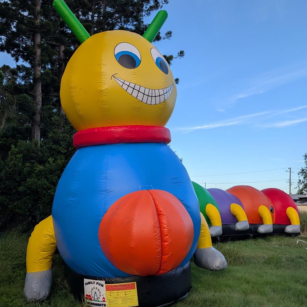 Inflatable caterpillar with obstacles