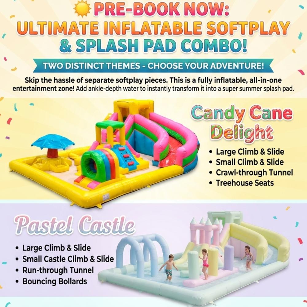 Inflatable Soft play & Splash Pad Combo - All in one - PRE Book for Summer
