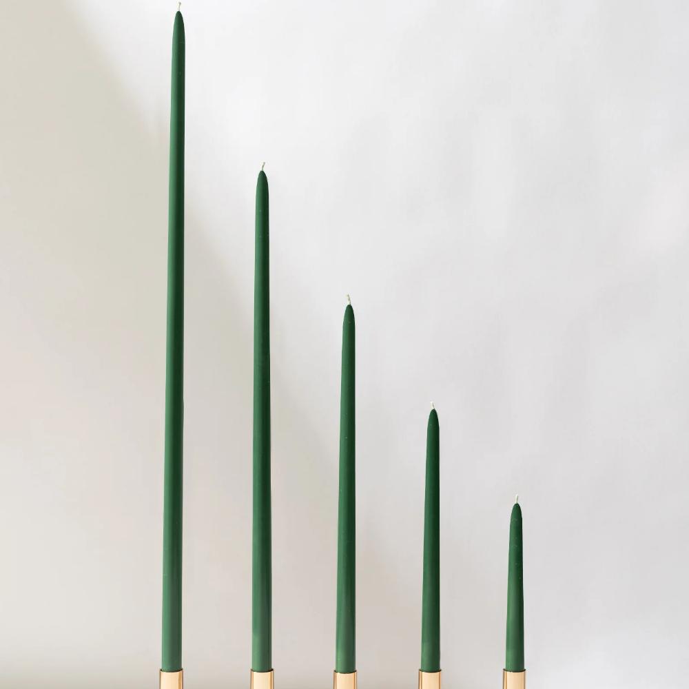 Forest Green Taper Candles