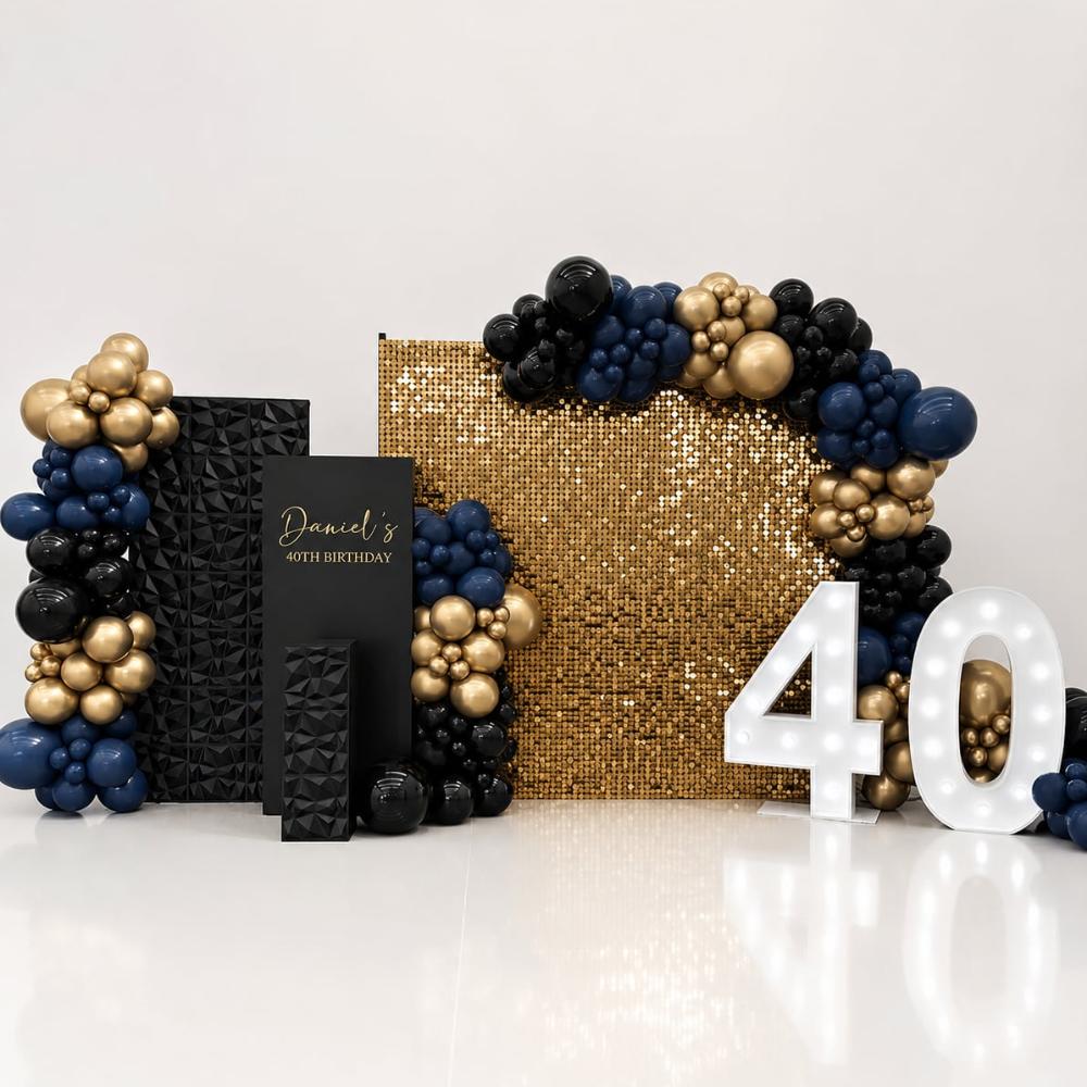 Deluxe Black and Gold Backdrop Package