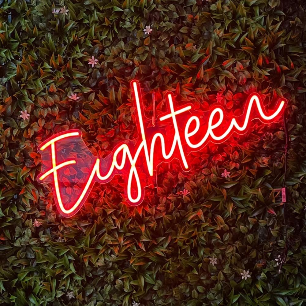 Eighteen neon sign