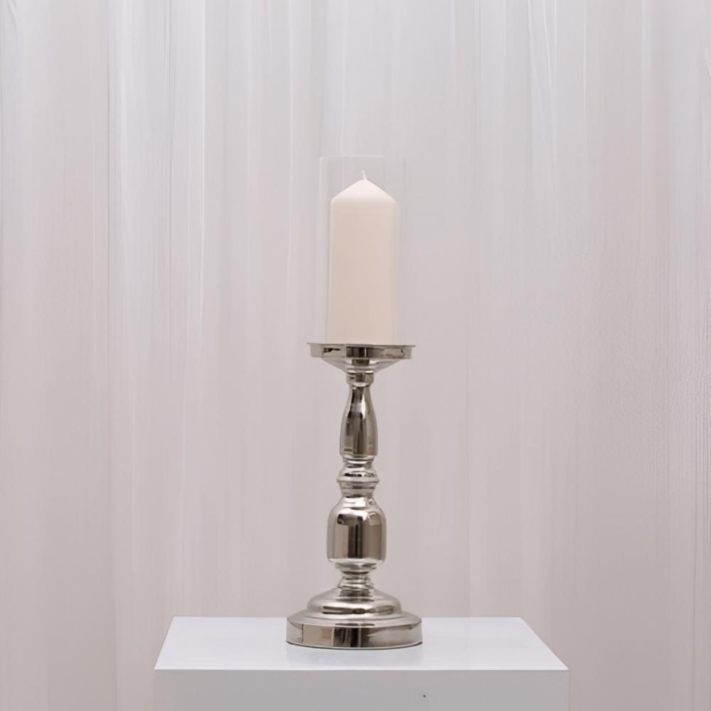 Sophia Pillar Candleholder - Large/Silver