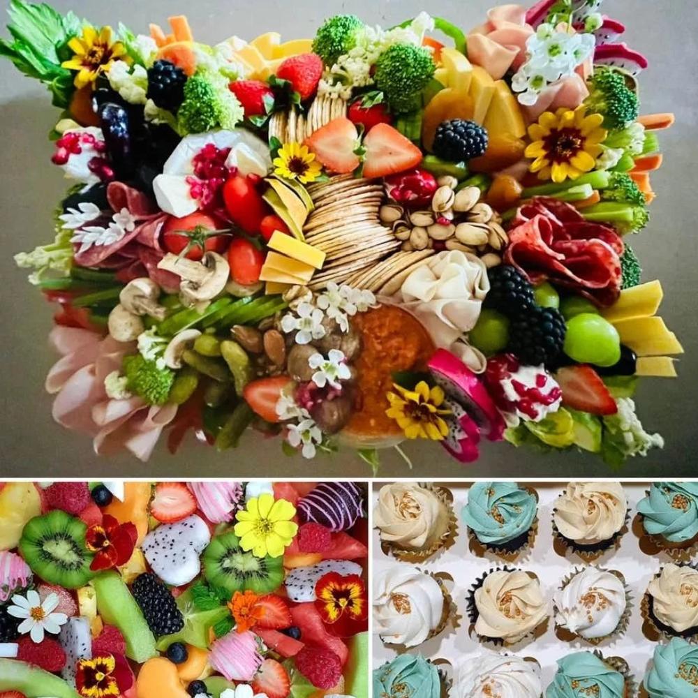 Fruit, Cupcake and Charcuterie Platter- Let's Catch Up Package