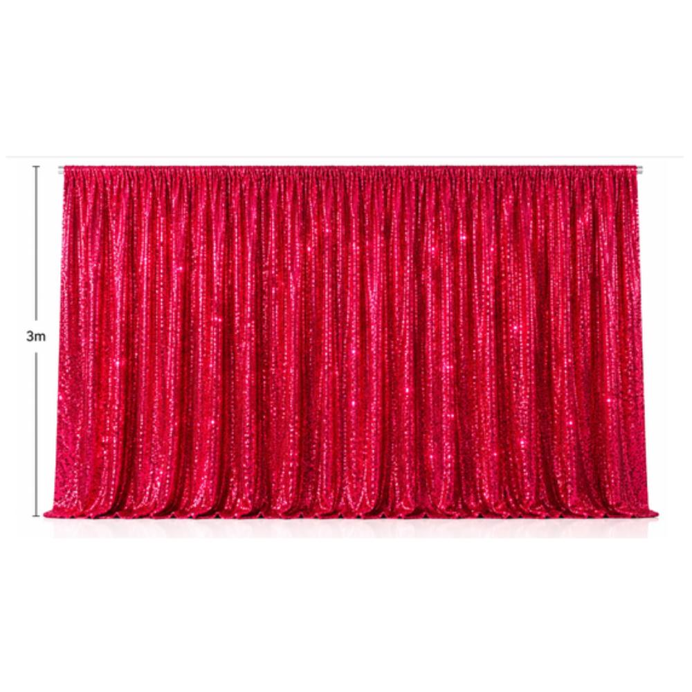 Backdrop - Red Sequin Backdrop Panel 500mm x3 meters (with curtain rod holes)