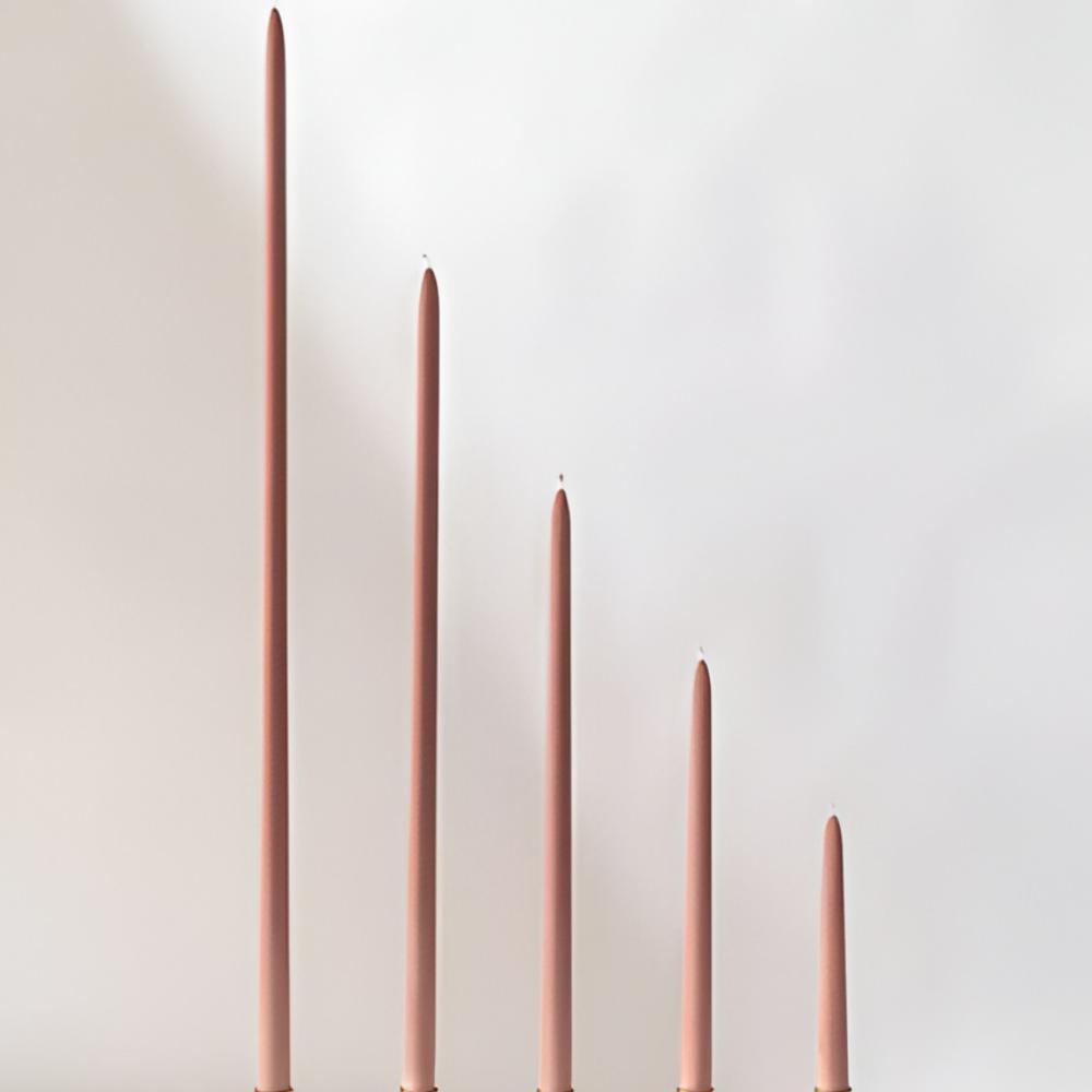 Dusty Rose Pink Cappuccino Taper Candles