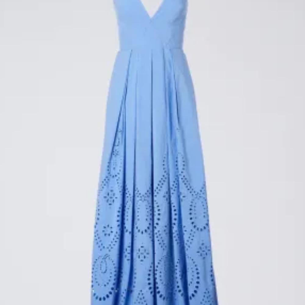 Scanlan Theodore Embroidered Shoestring Midi - Blue Size 10