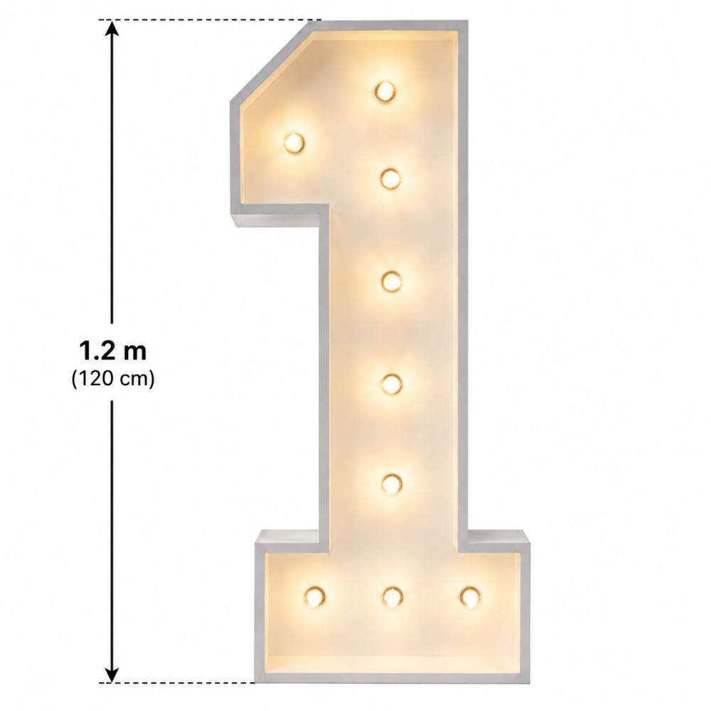 LED - 1.2 m high  White Light up Number 1 (with remote control)