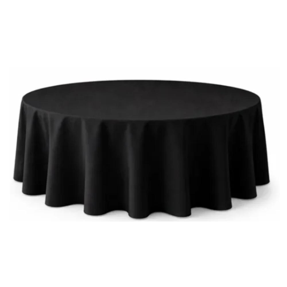 Tablecloth Black 305cm Round  (Commercial Grade, Laundered including professional pressing)