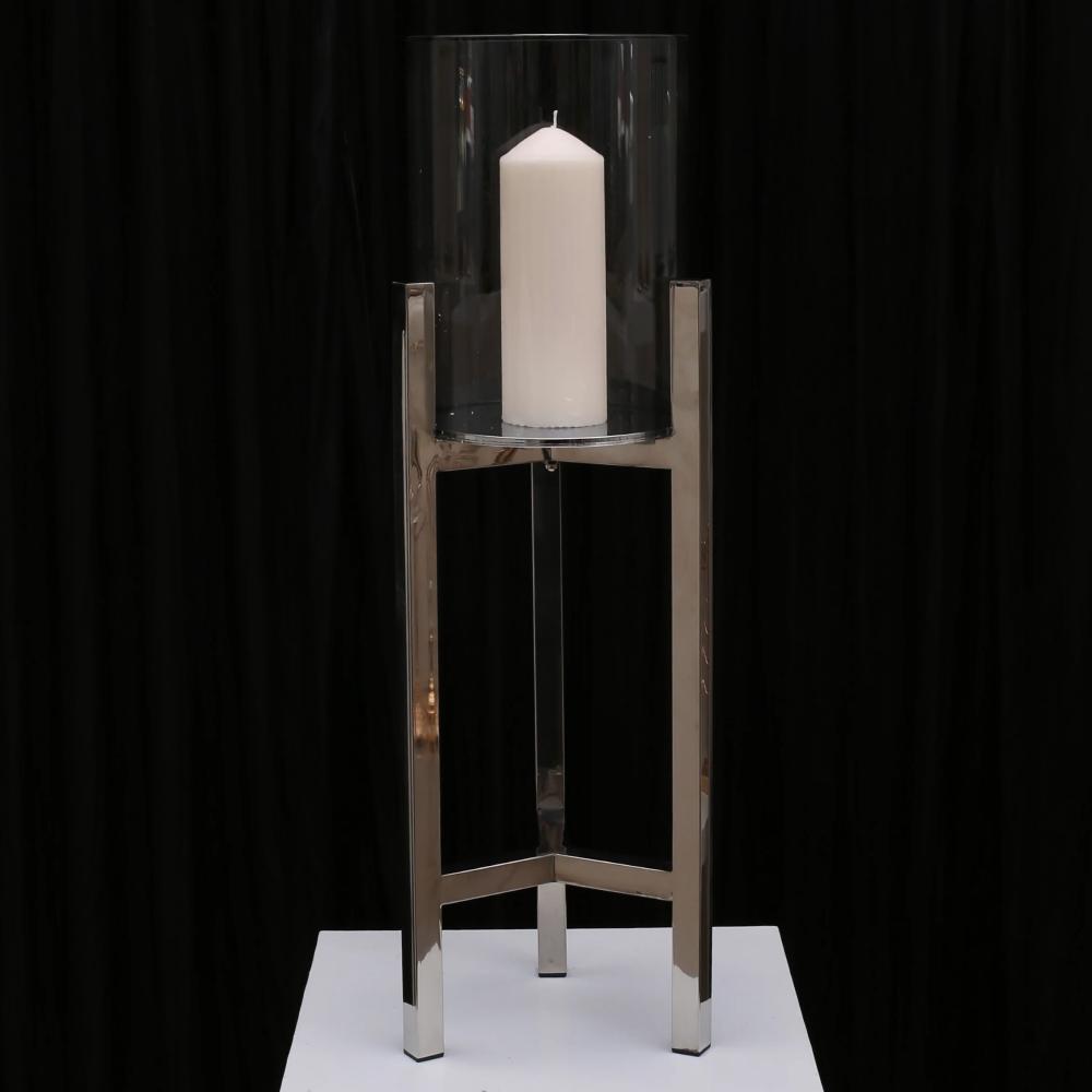 Veronica Pillar Candleholder - Small/Silver