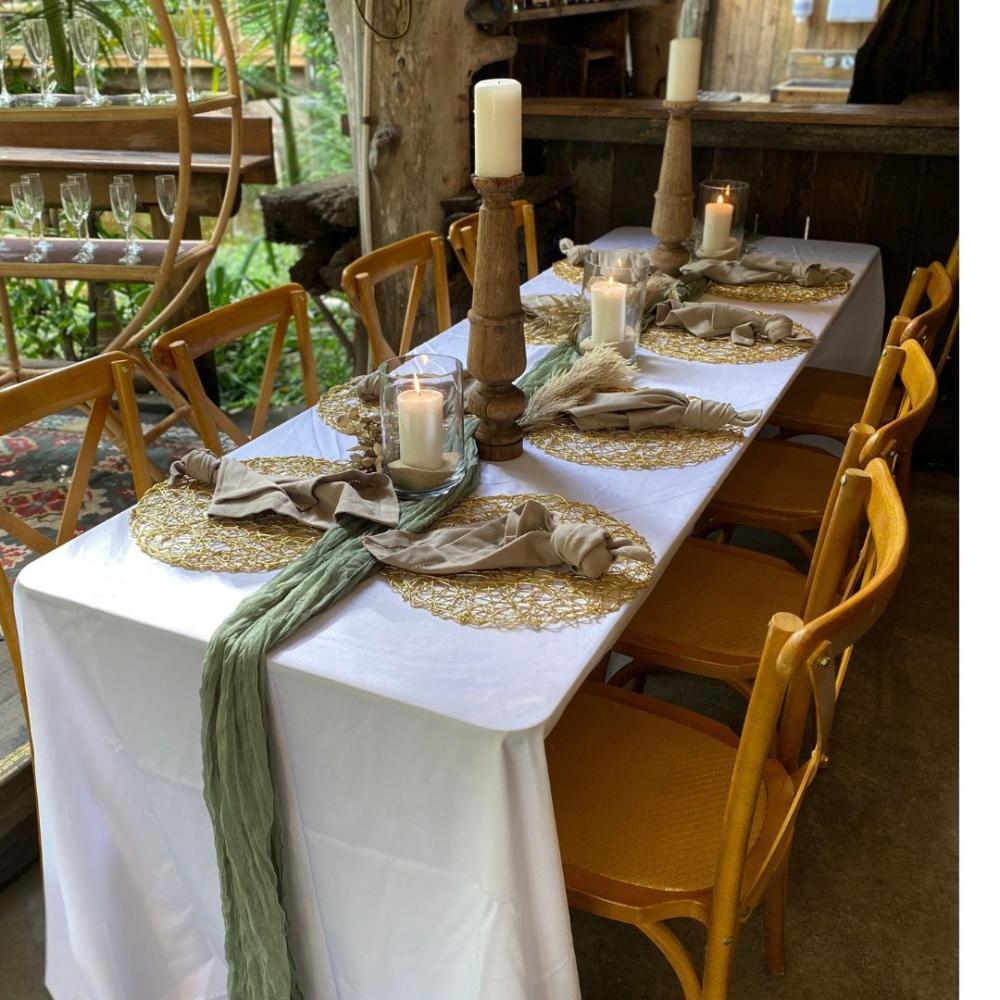 Floor Length Trestle Tablecloth (White or Black)