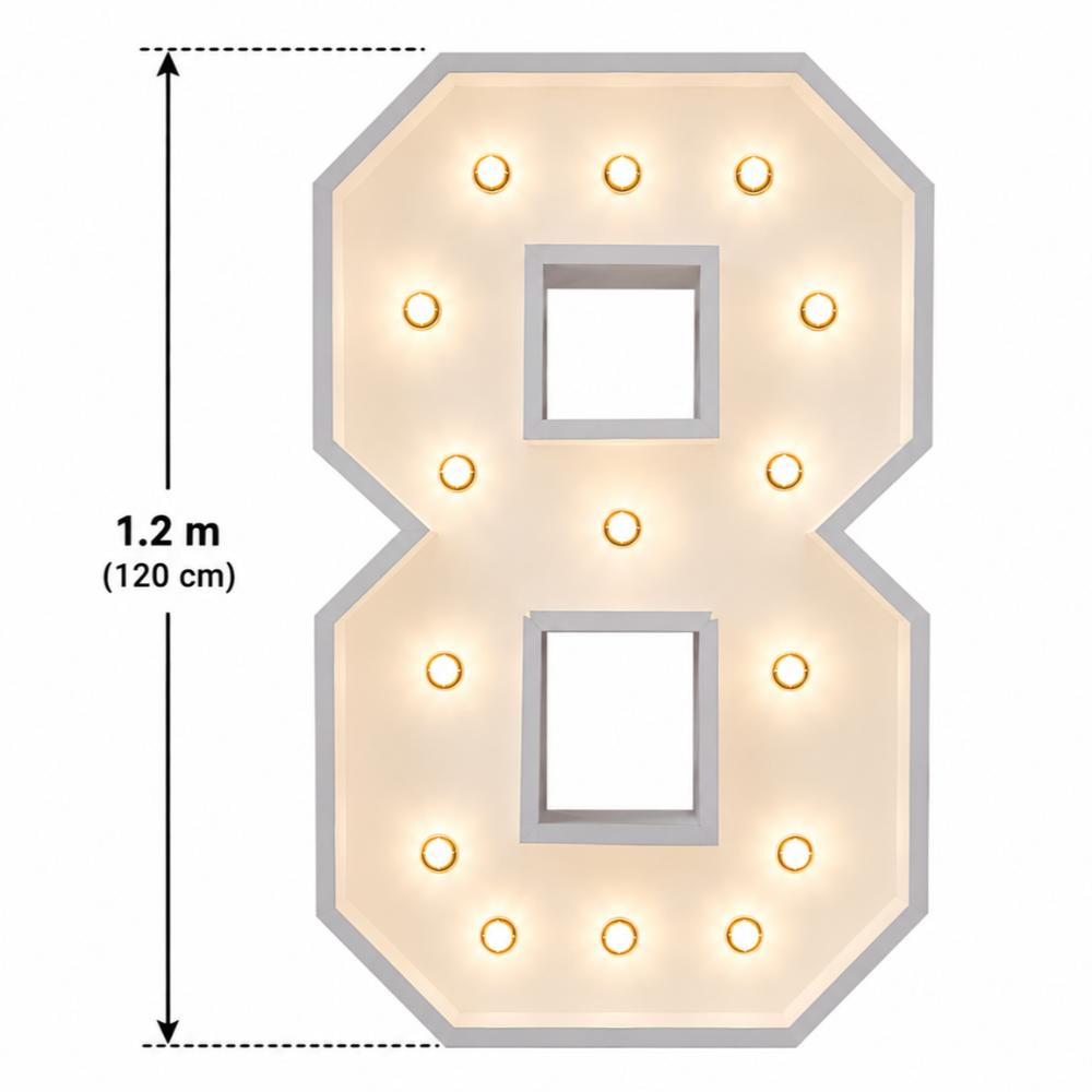 LED - 1.2 m high  White Light up Number 8 (with remote control)