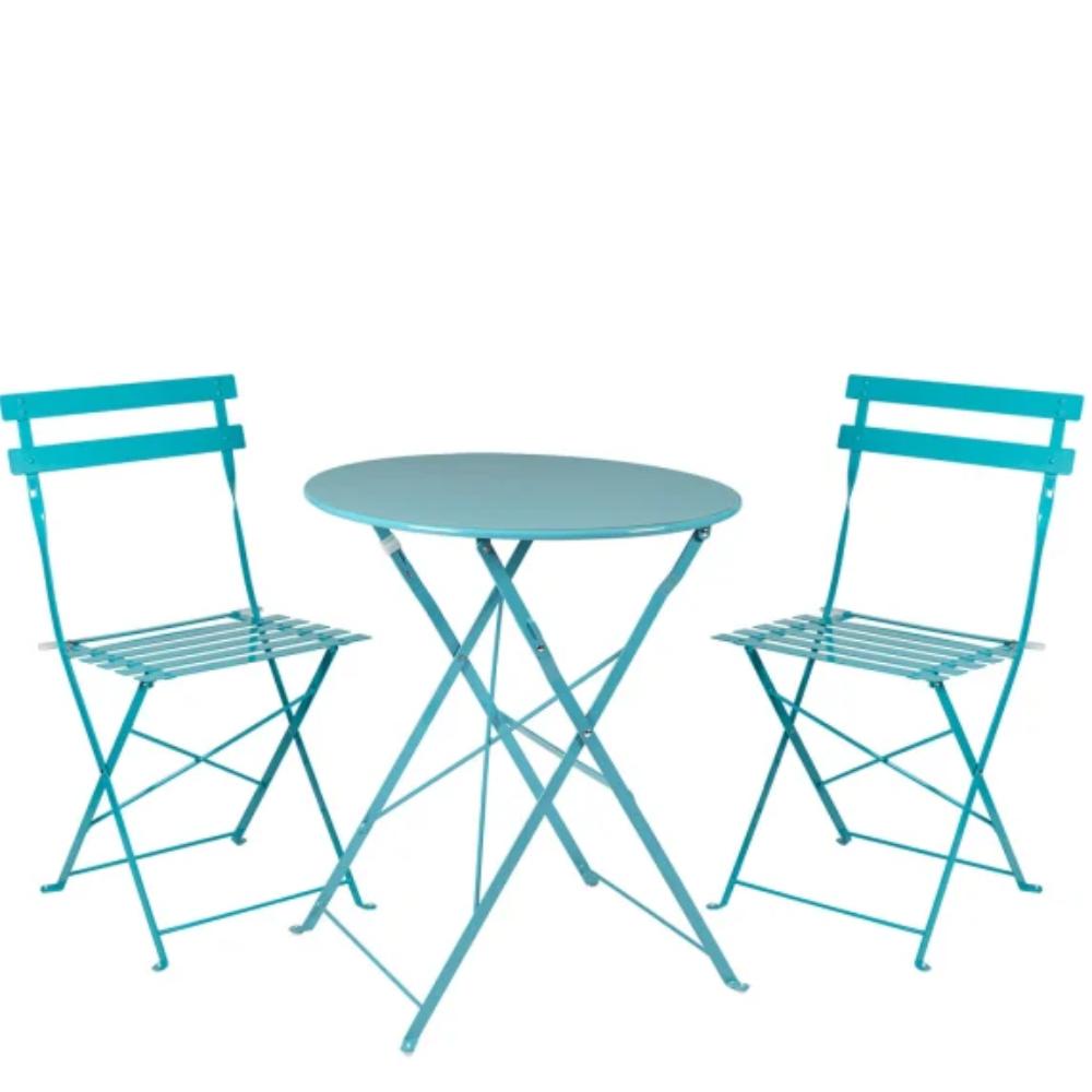 Table and Chairs Set Pastel Blue