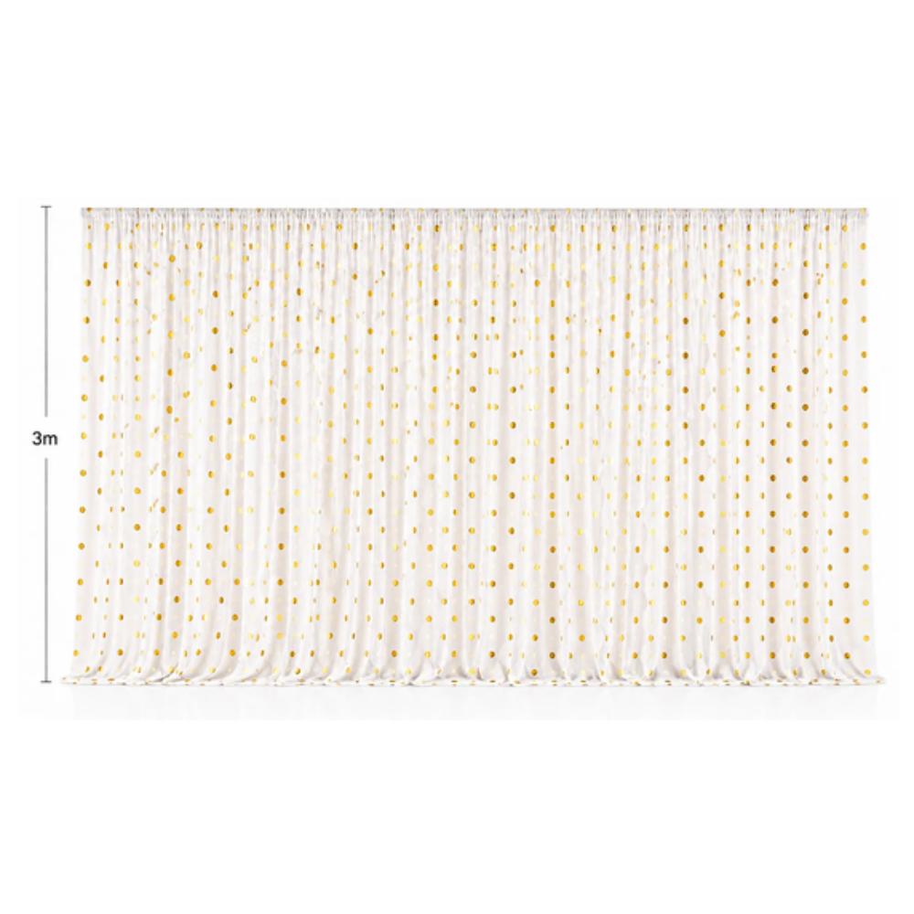 Backdrop - White with Gold Dots Panel 1.5x3 meters (with curtain rod holes)