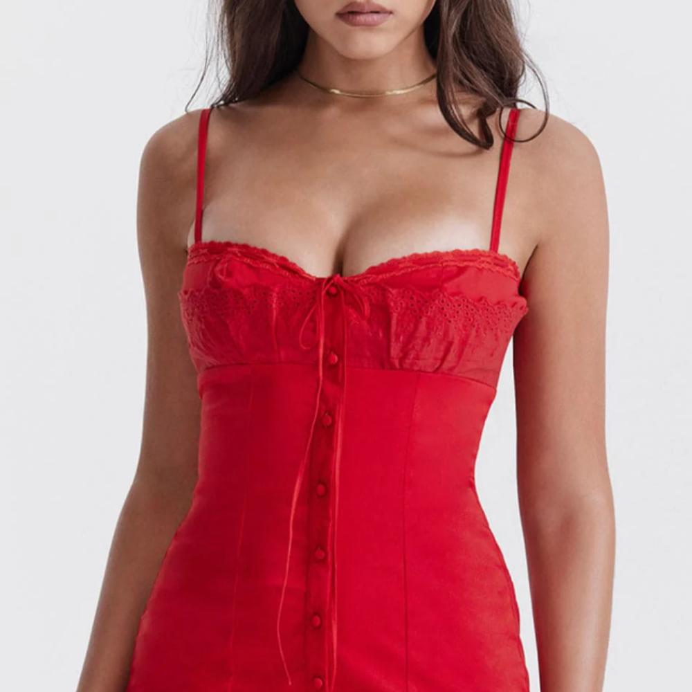 House of CB Luci Mini Dress in Cherry Red - Size XS