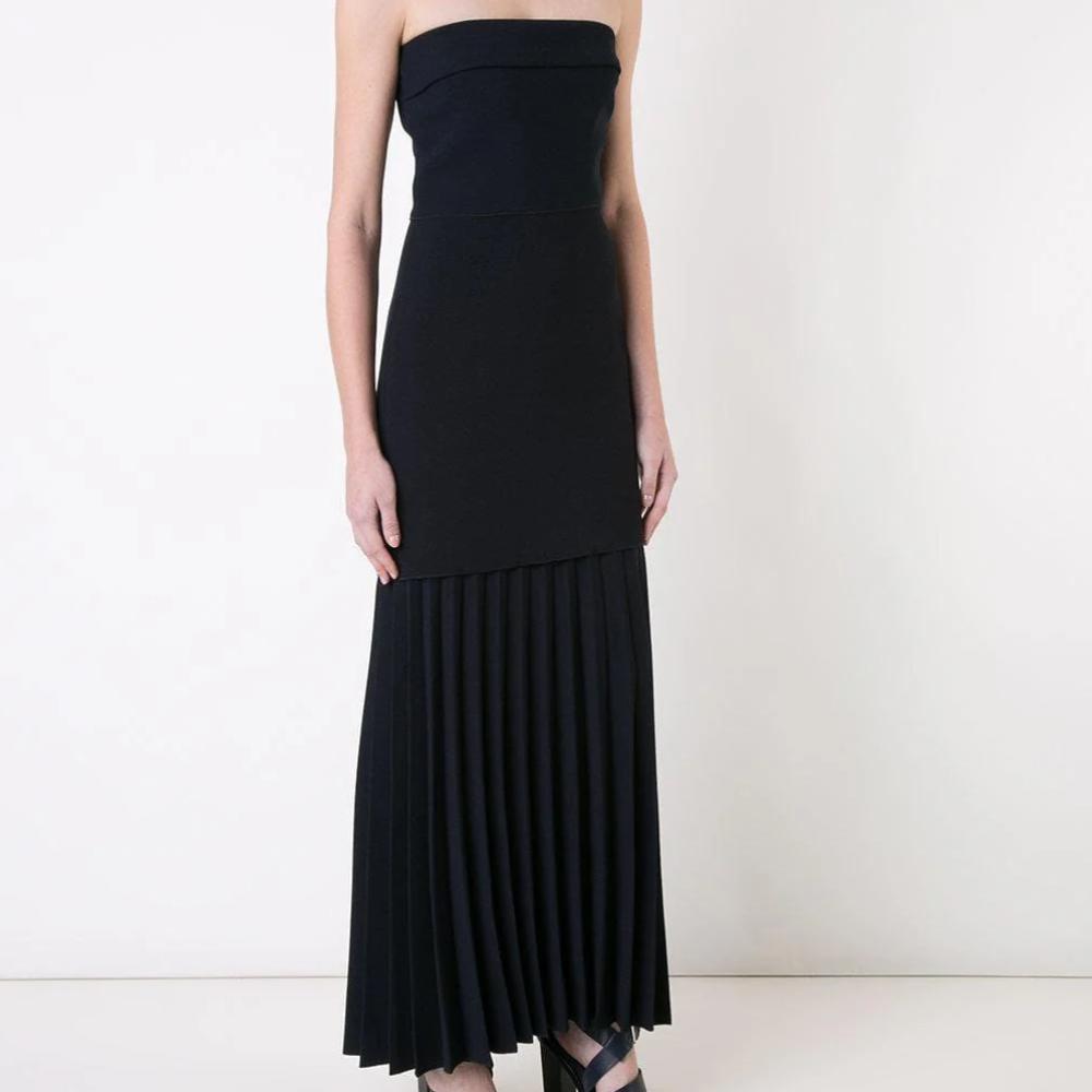 Dion Lee Linear Crepe Pleat Dress In Dark Navy Size 6