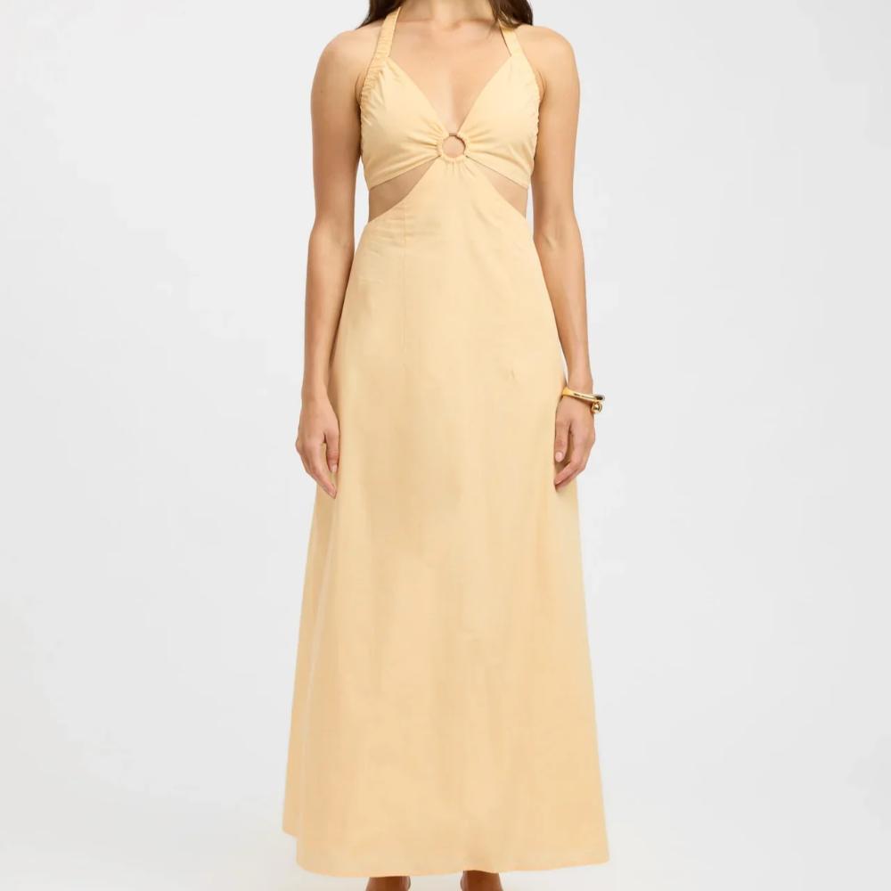 KOOKAI Romeo Ring Maxi Dress in Butter Popcorn - Yellow Sizes 8 & 10