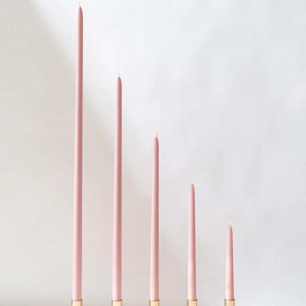 Secret Garden Pink Taper Candles - 25cm - PAIR