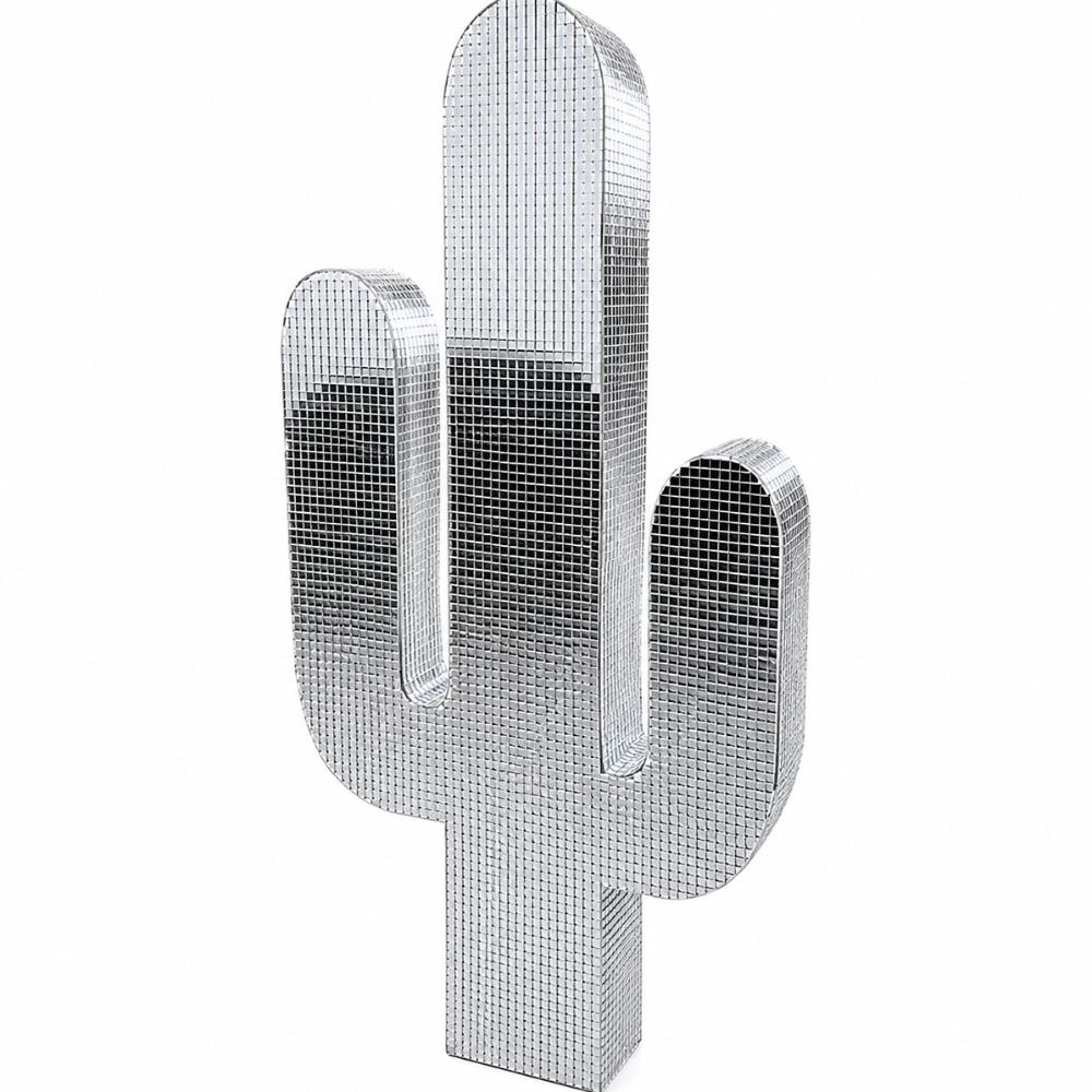 Styling - Mirror Silver Cactus Prop 1000mm Tall