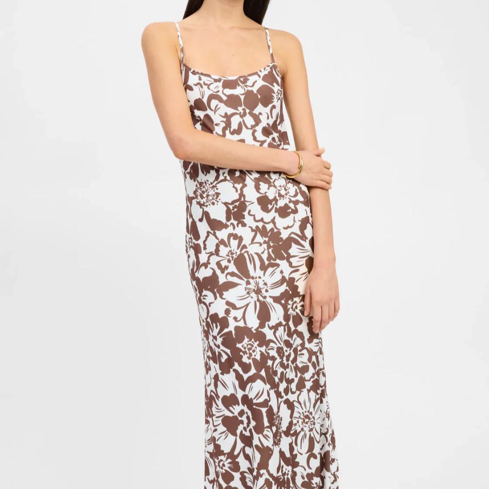 Kookai Pippa Slip Dress - Brown/White Size 10