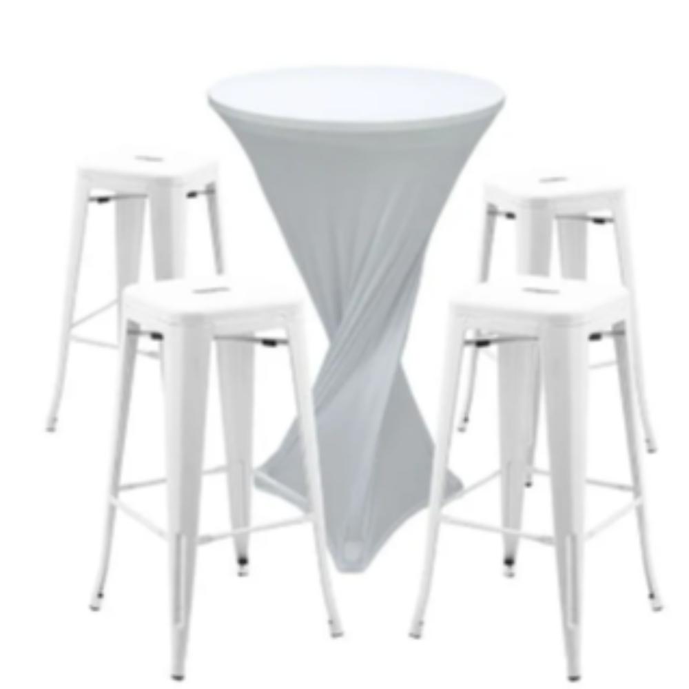 Dry Bar + Cover + Stools White
