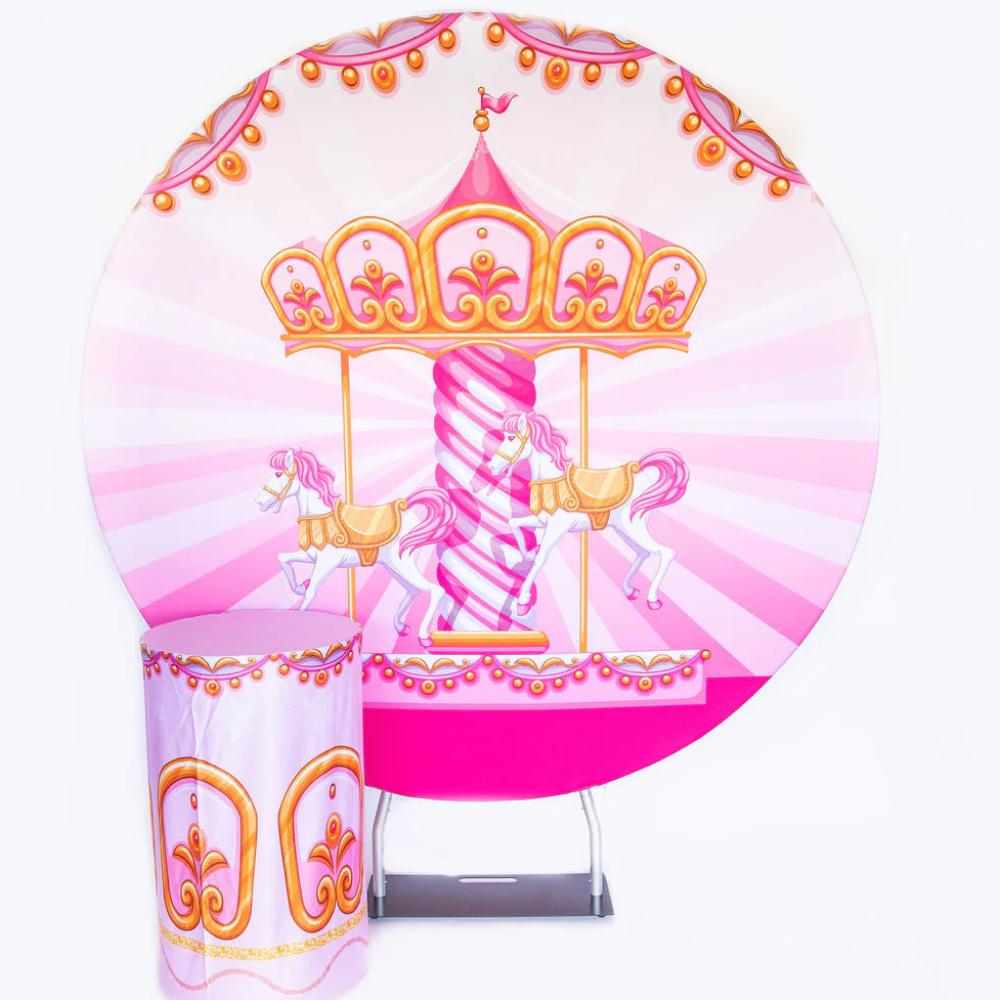 Unicorn Carousel Round Backdrop Package