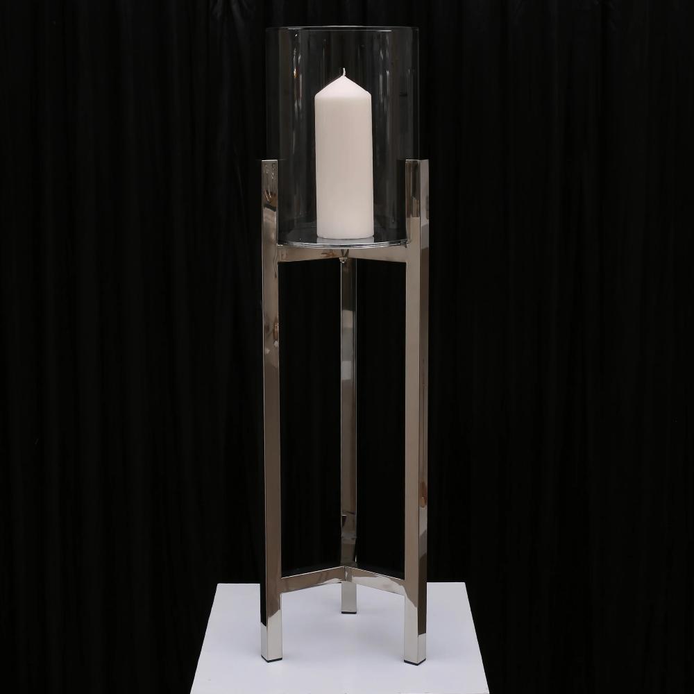 Veronica Pillar Candleholder - Large/Silver