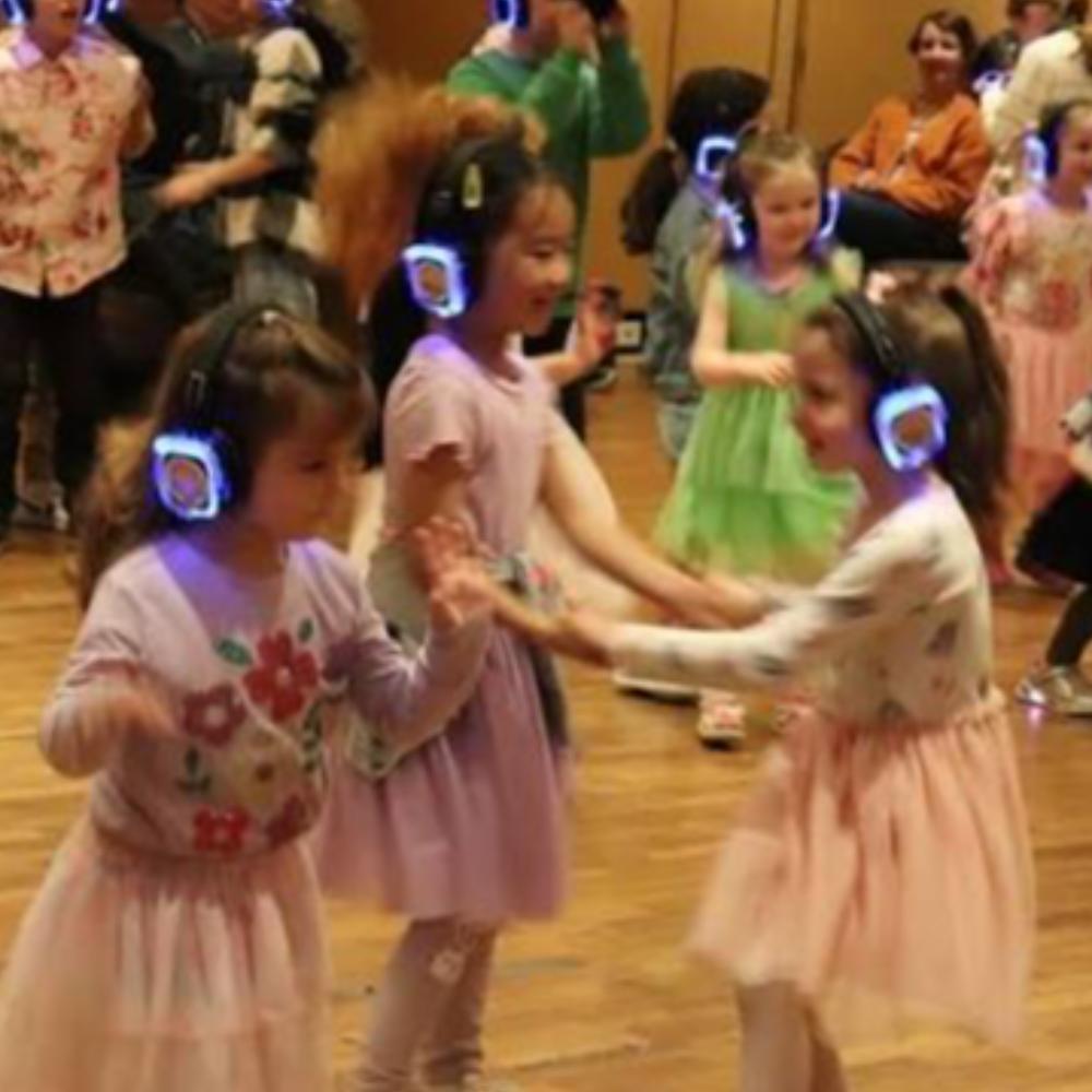 Kids Silent Disco Party Hire - 20 Headsets - 2/3 playlist channels - DIY Package