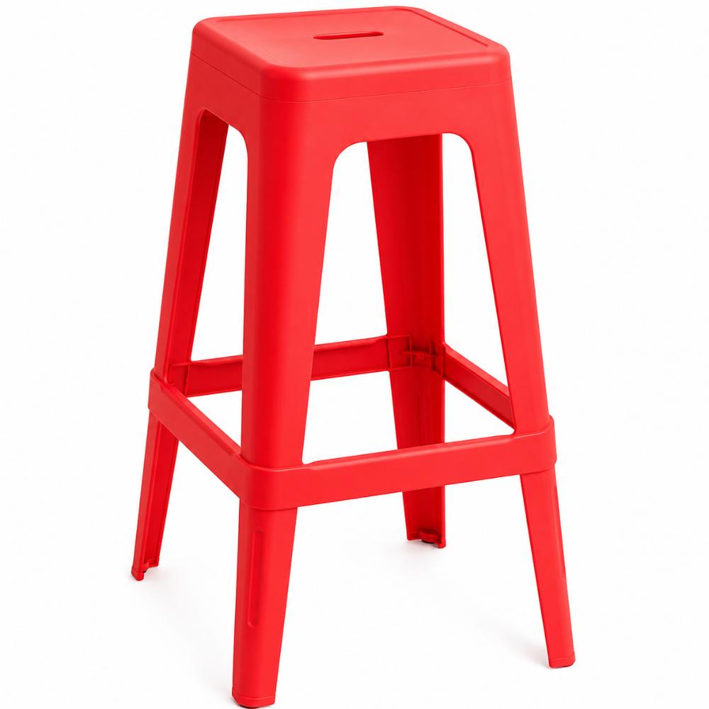 Stool - Tall Polypropylene Replica Tolix Stool in Red
