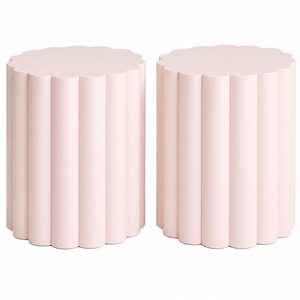 Styling - One Pale Pink Ribbed Plinth 50cm Tall