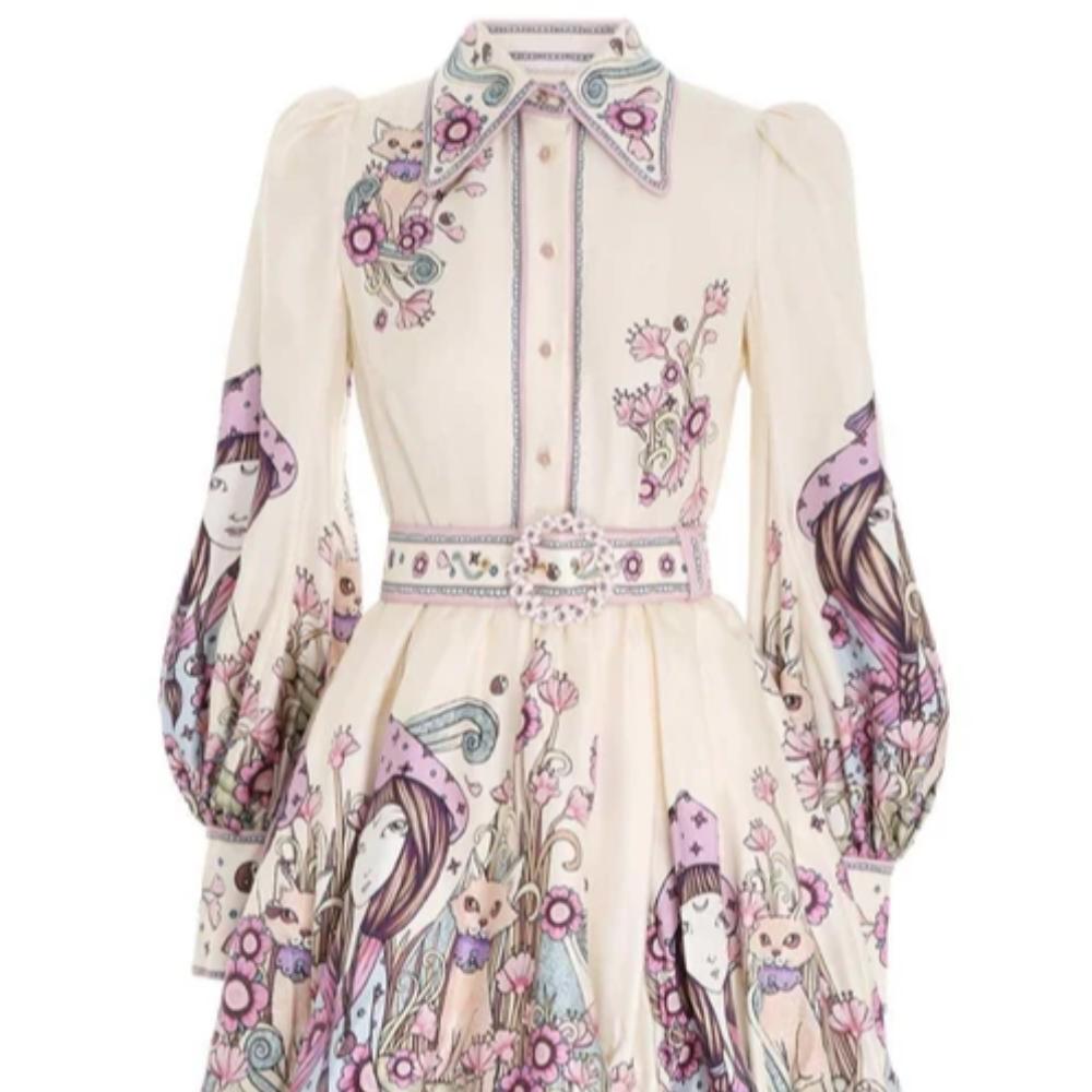 Zimmerman Celestial Bubble Shirt Dress-Virgo Zodiac Print Size 10
