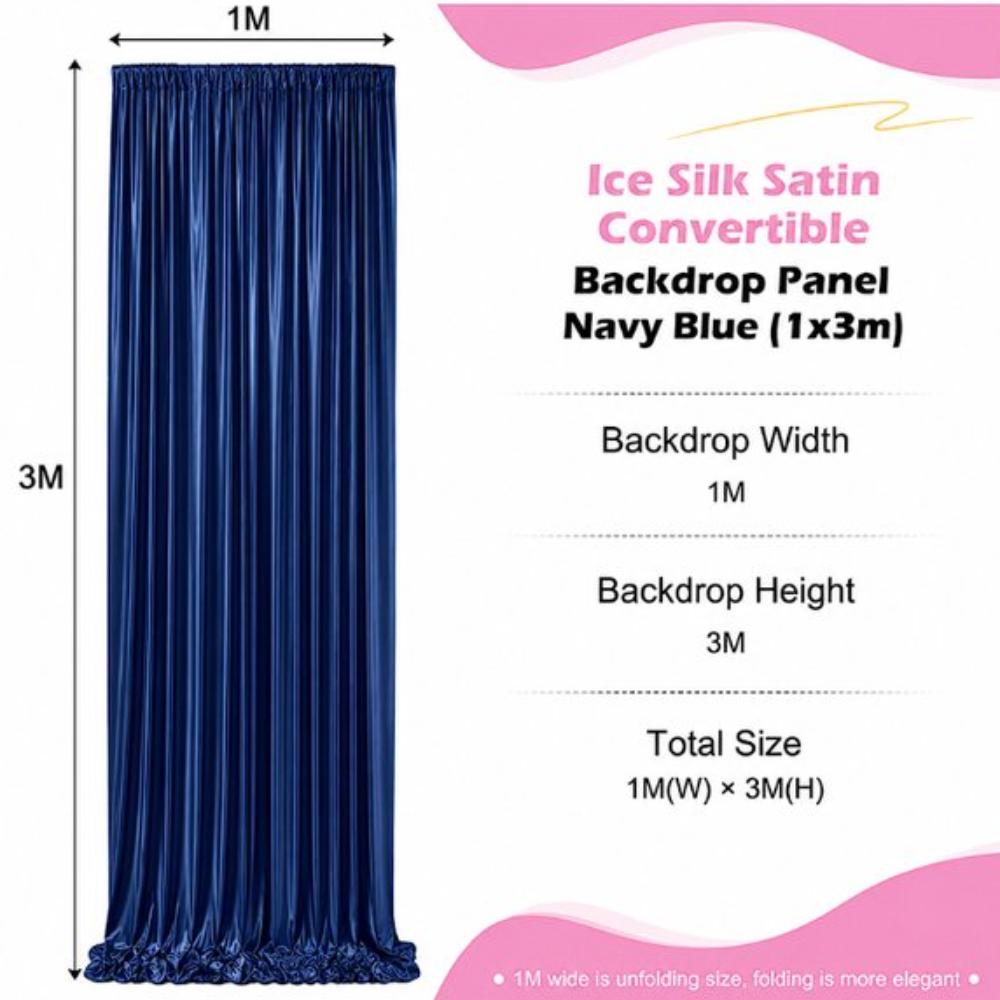 Backdrop - Navy Blue Ice Silk Satin Backdrop Panel - Navy Blue (1 meter wide x3 meters high)