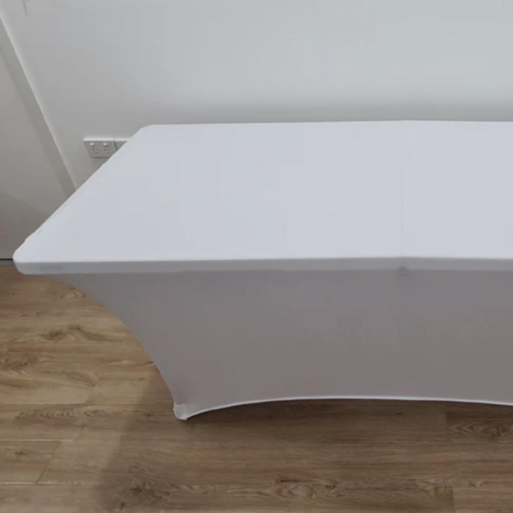 White 6ft Trestle Table with Tablecloth