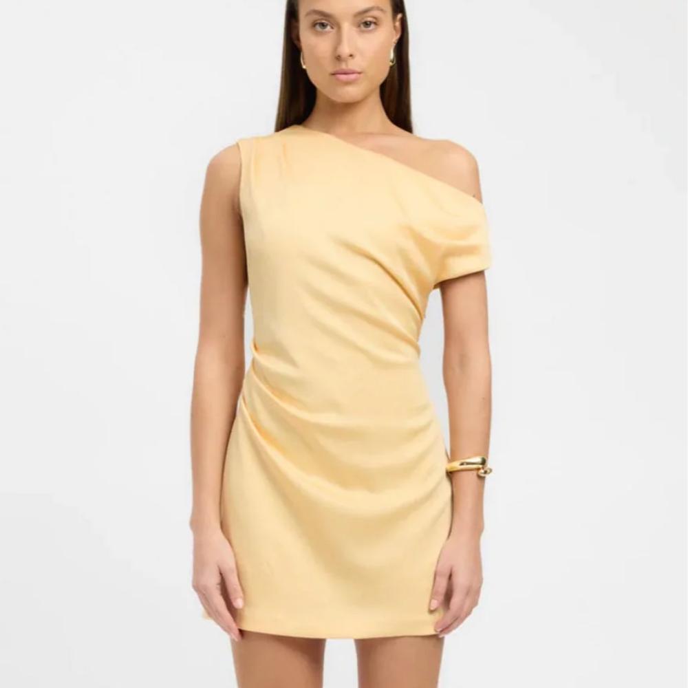Kookai Milan Tuck Mini Dress - Yellow Size 8