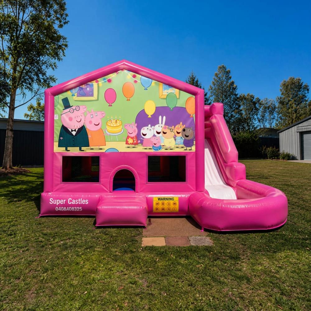 Peppa Pig Pink Banner Jumping Castle Wet/Dry Combo