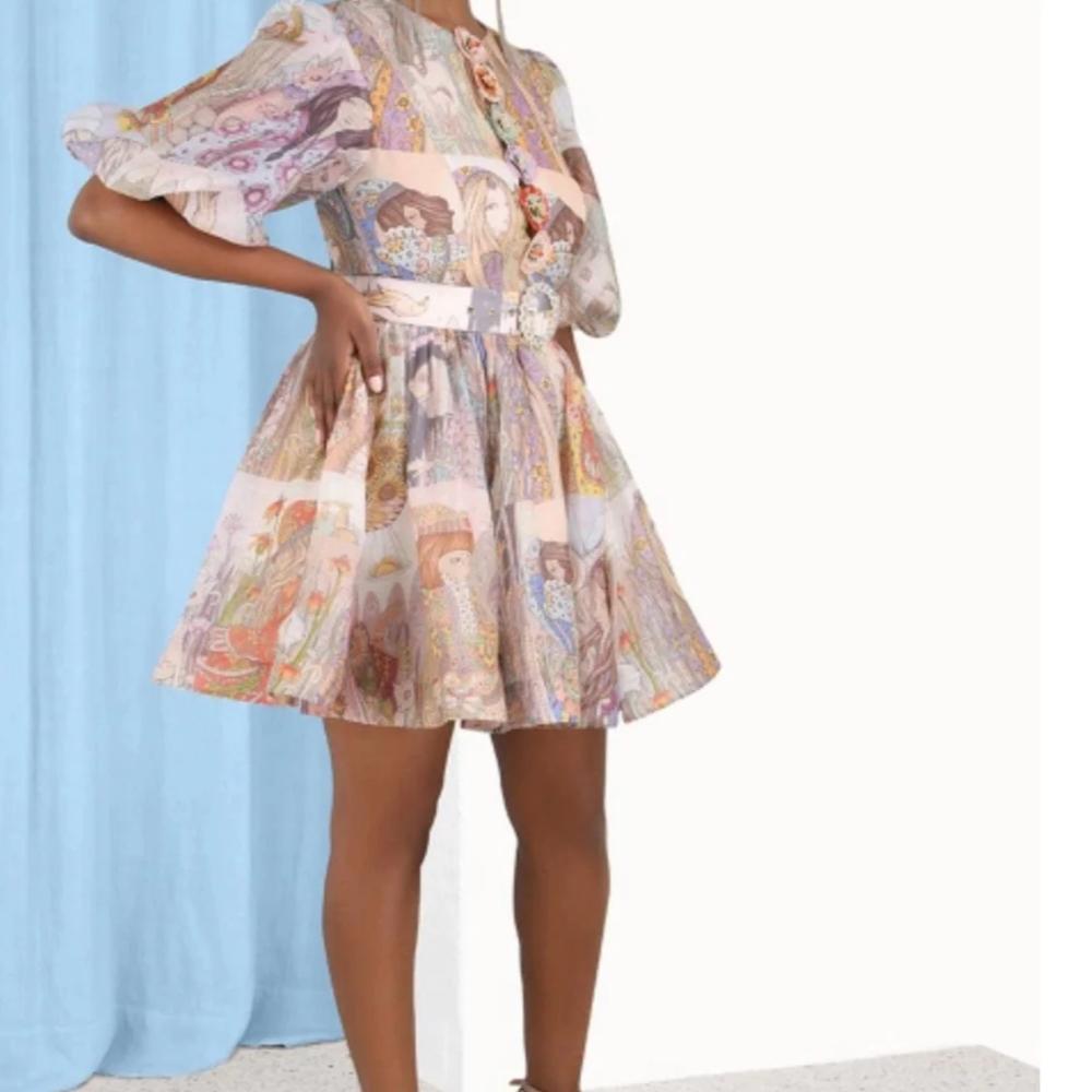 ZIMMERMANN Kaleidoscope Puff Sleeve Mini Dress Size 10