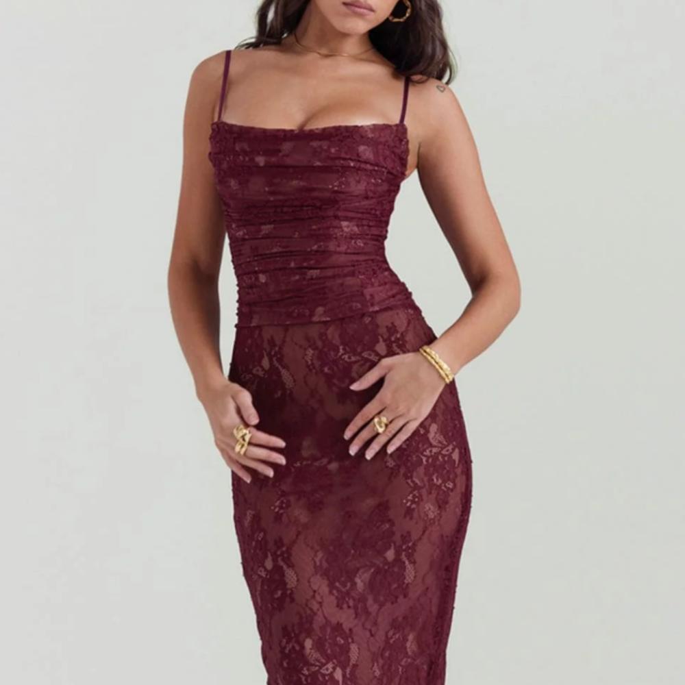 House of CB Gaia Plum Midi Dress - Size S