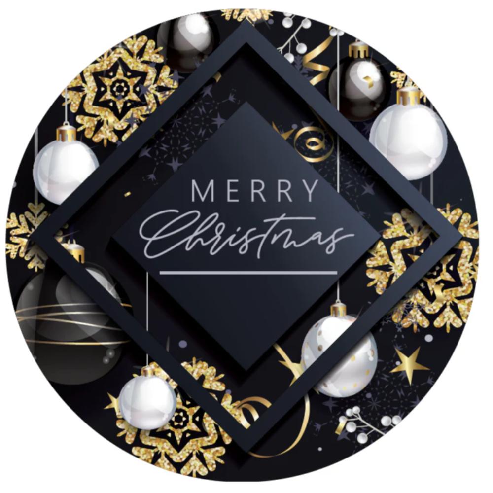 Black Merry Christmas Round Backdrop Package