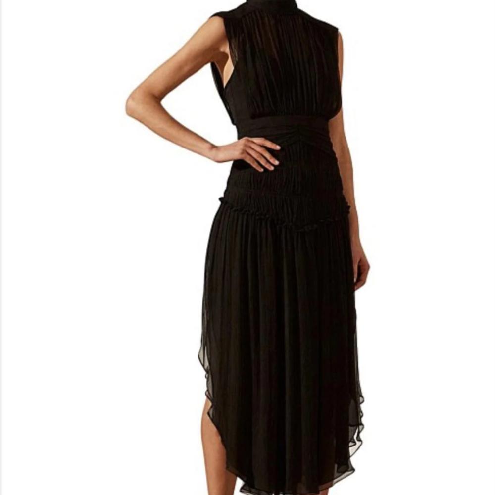 Shona Joy Safira Sleeveless Open Back Midi Dress - Black Size 8