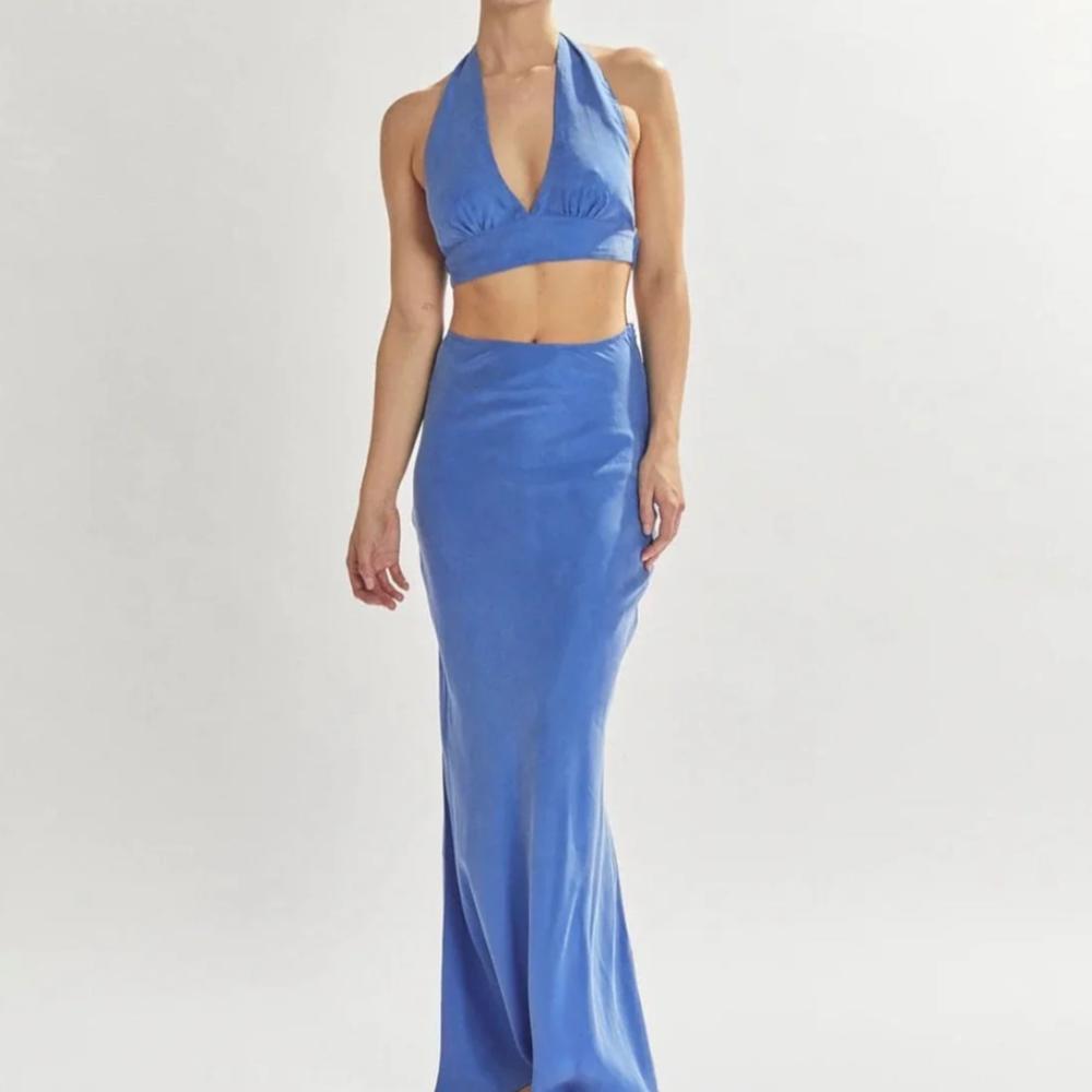 One Mile Annie Skirt & Crop Set - Blue Size XXS