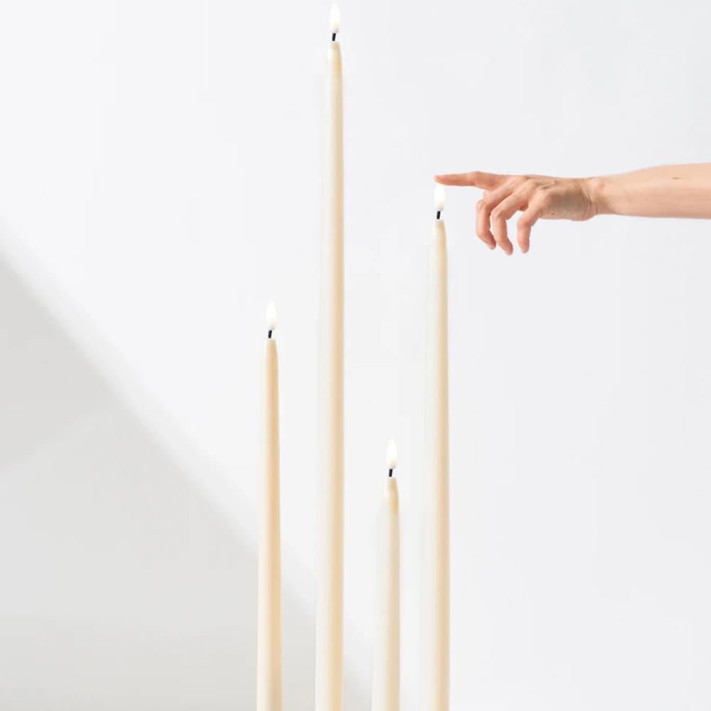 Ivory LED Flameless Taper Candles - 35cm